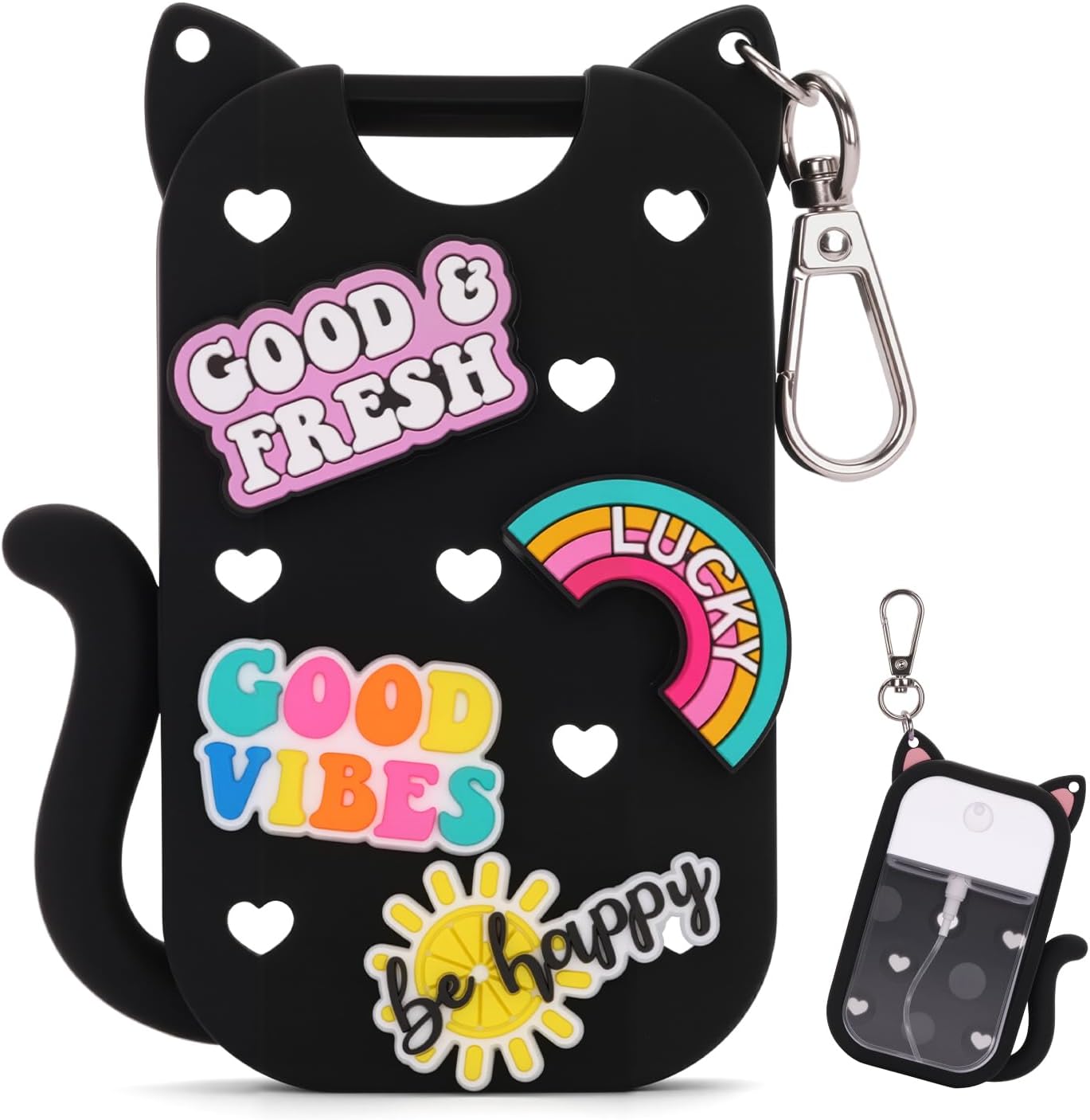シリコンケースホルダー ハンドサニタイザースプレー タッチランド 1.5液量オンス かわいい猫耳保護ケース キーチェーン&amp;装