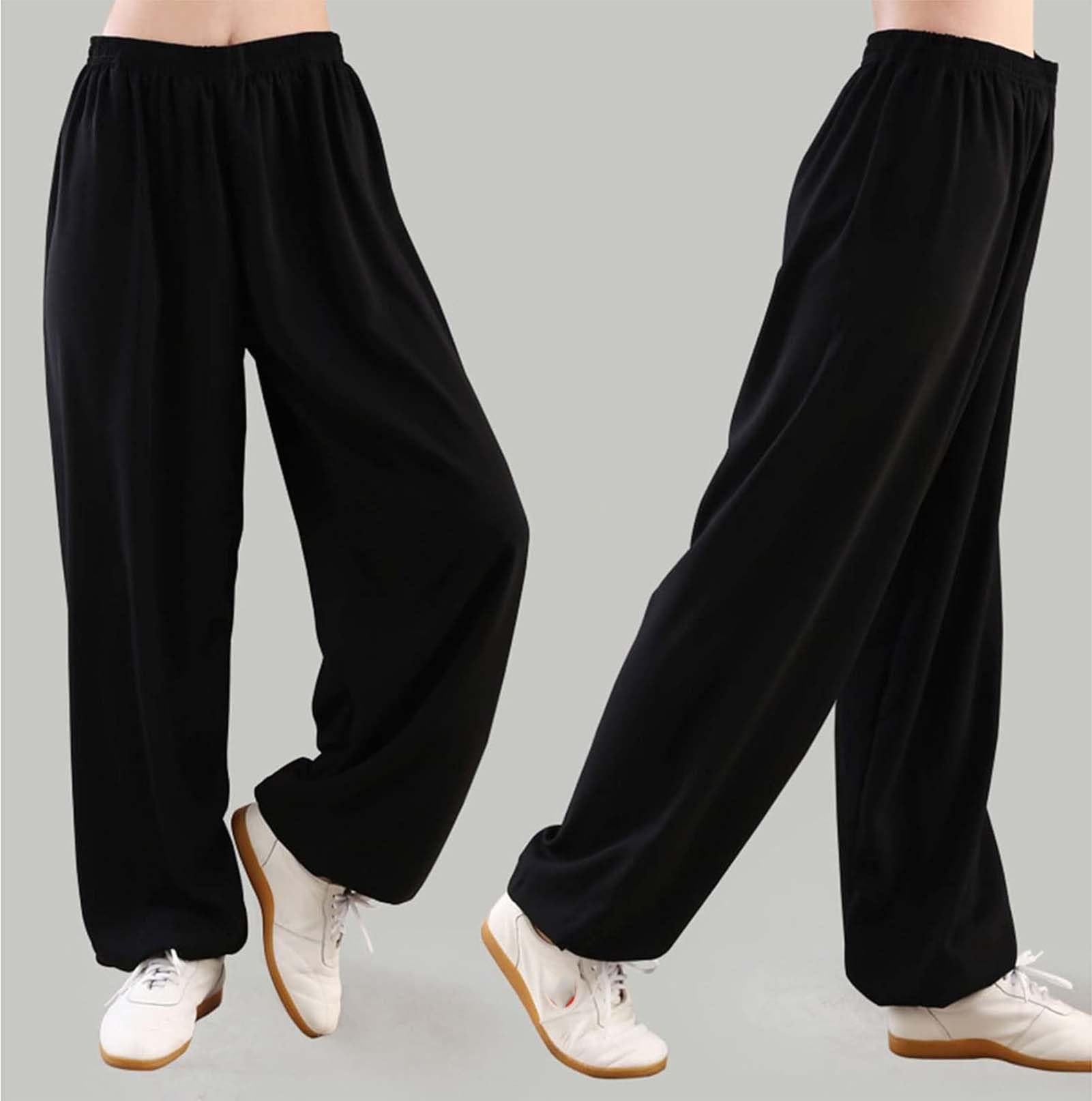 Genérico Pantalones De Tai Chi Cómodo Unisex Pantalones de Tai Chi Pantalones De Entrenamiento De Yoga Marcial Kung Fu De Lino y Algodón Transpirable Suave
