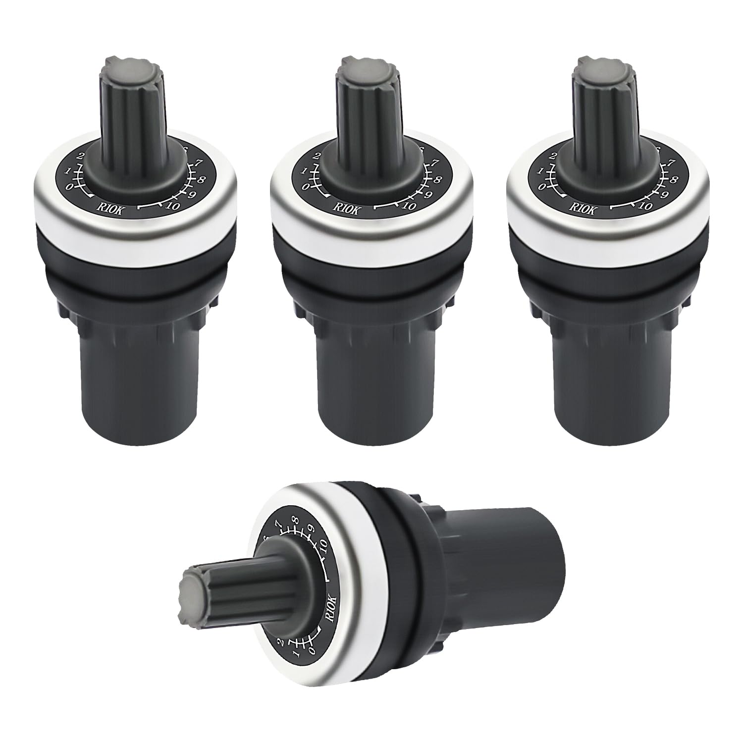 4PCS 10K Ohm LA42DWQ-22 22mm Rotary Variable Speed Potentiometer | LA42DWQ-22 multi-turn wirewound rotary potentiometer Perfect for frequency conversion, speed regulation of machine tools