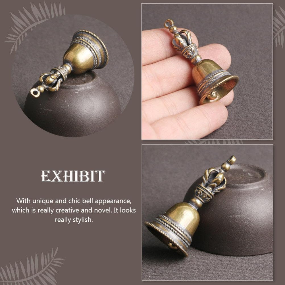 Tofficu 2pcs Mini Brass Hand Bells Chic Bell Pendants for Crafts Key Decorations Elegant Design for Projects Giving