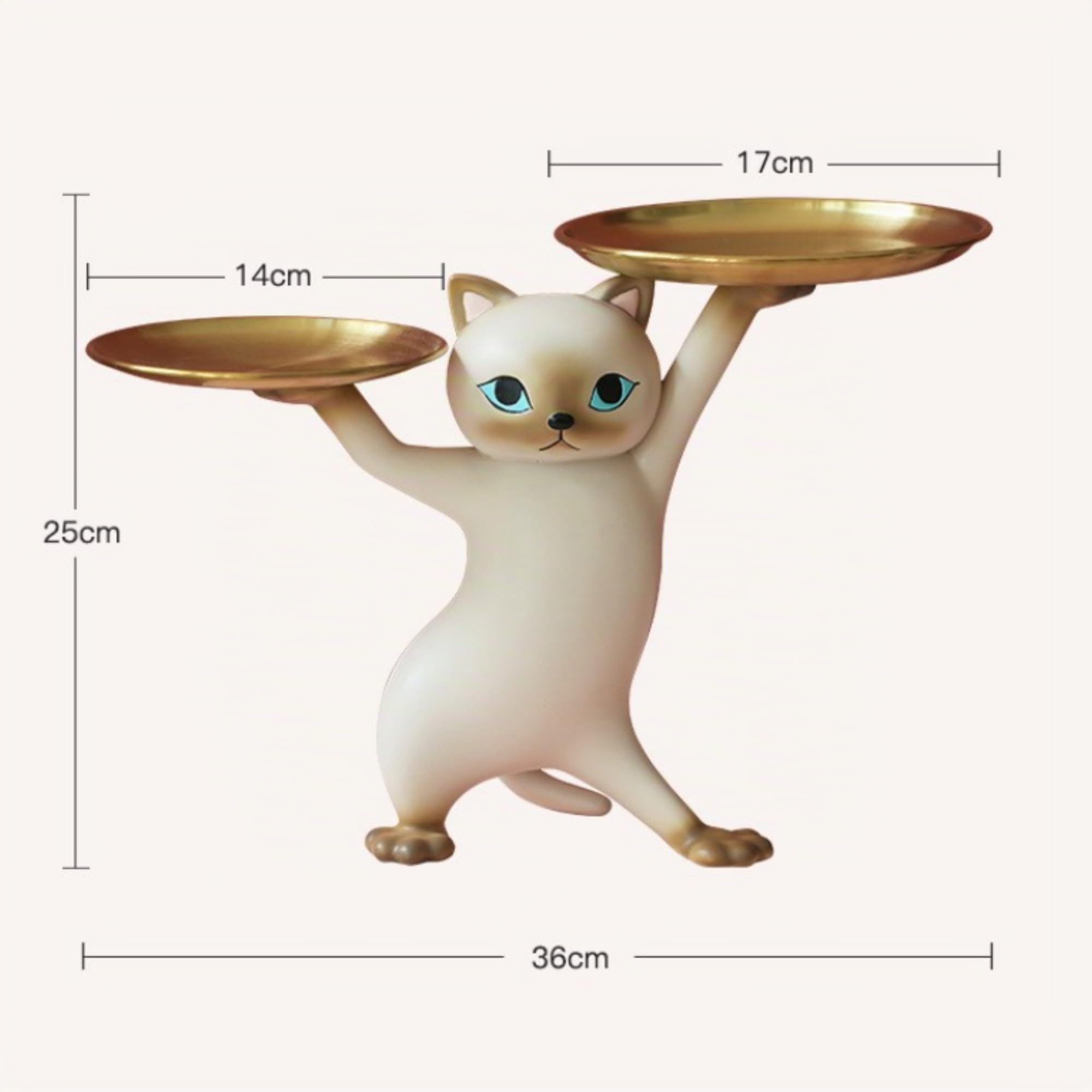 Elegante Katzenfigur Schlüsselschale für tischdeko - Skulptur Deko für Büro deko - deko Flur - Praktische Ablage für Schlüssel, Schmuck und Kleinigkeiten - Geschenk für Katzenliebhaber (Grau)