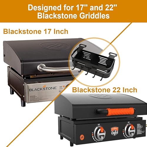 Miniatura 2 de Organizador de parrilla para parrillas Blackstone de 17 y 22 pulgadas, organizador de herramientas de barbacoa de aluminio sin taladrar y accesorios