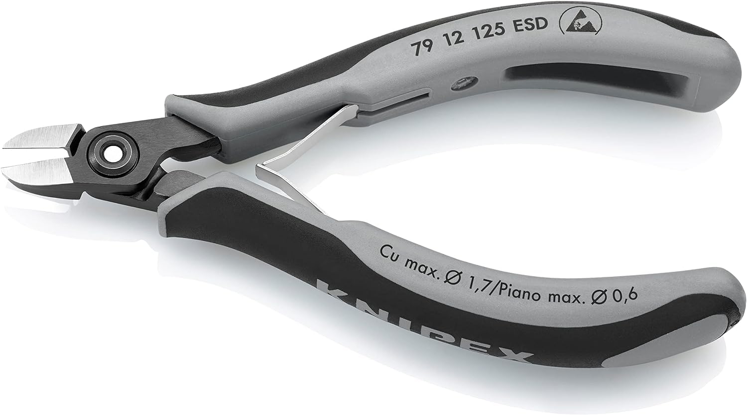 Knipex Pince coupante de côté de précision pour l’électronique ESD avec poignées multimatières 125 mm, 79 12 125 ESD
