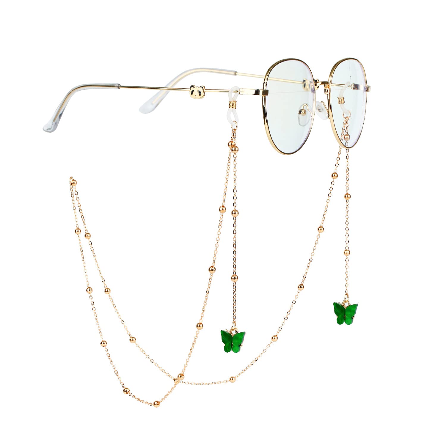 DNLKWGOCadenas de gafas con colgante de mariposa, cadena de retención de gafas de sol con correa para mujer