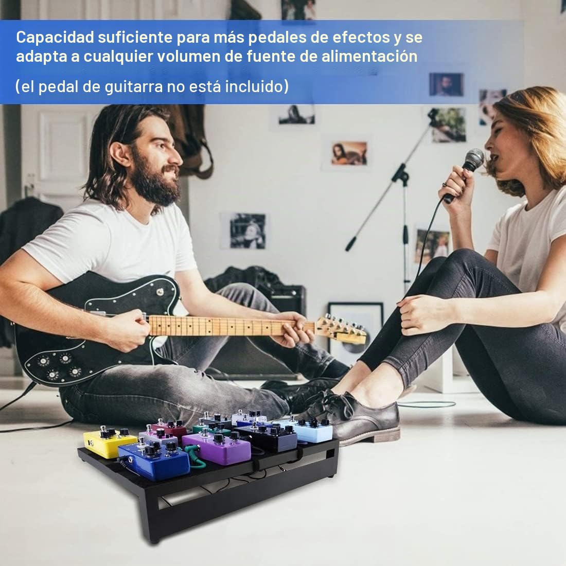 Pedalera para guitarra, efecto pedalera, de aluminio, con bolsa de transporte, placa de efecto pedal, dimensiones pequeñas