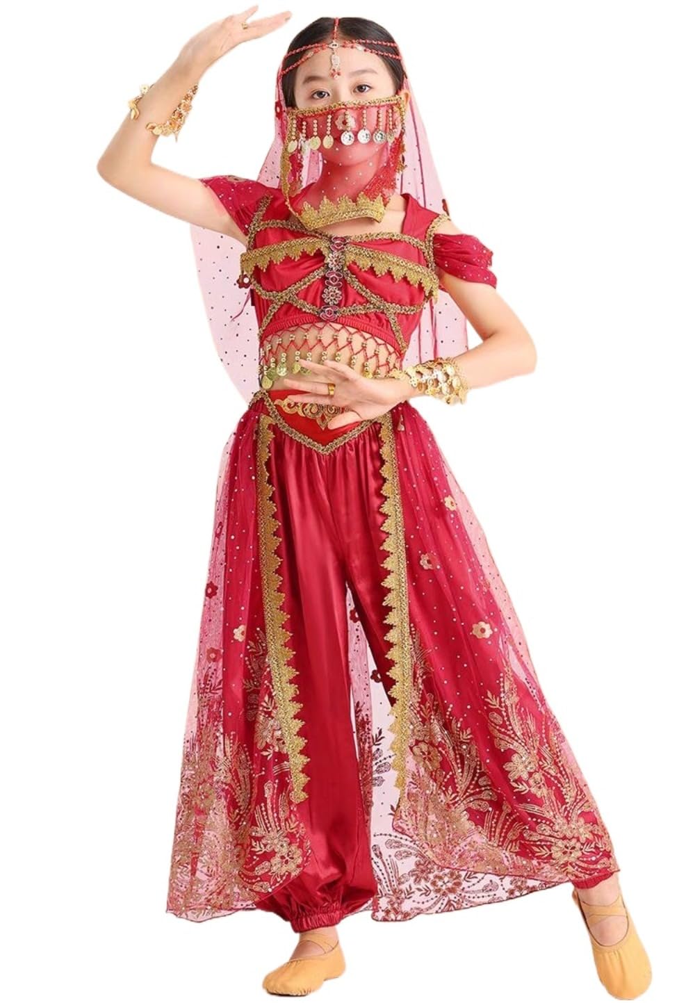 Amazon.co.jp: 4点セット 子供 ベリーダンス 衣装 アラジン ジャスミン