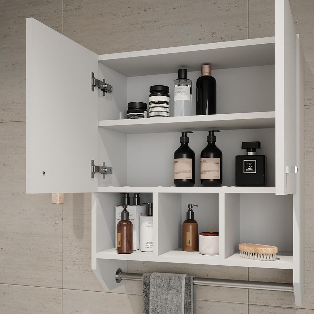 Vicco Mobile bagno Fynn, Bianco, 59.2 x 70.5 cm Pensile a 2 ante, da parete per la conservazione di accessori da bagno