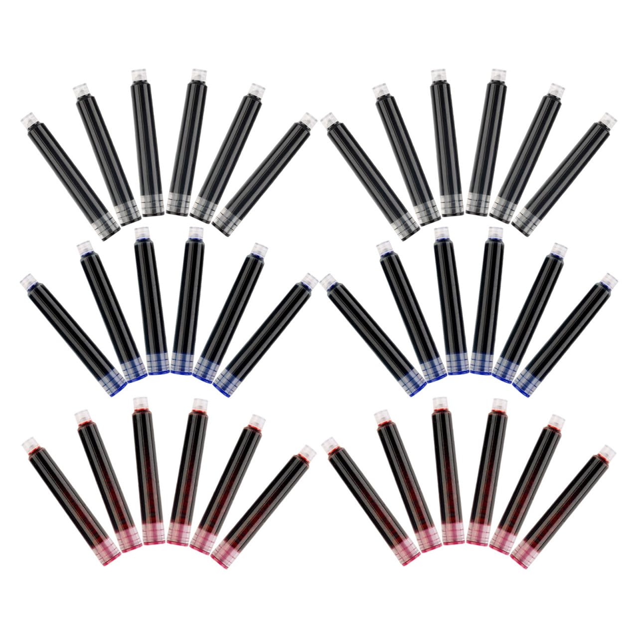 Operitacx 450 Pièces Cartouches Encre pour Stylos Plume Rechargeables Bleu Noir Rouge Remplacement Pratique pour Bureau et École