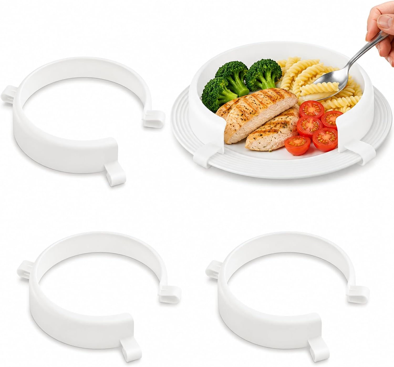 3 Pack Clip-On Plate Guards for Eating Spill Proof Food Guard