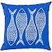 Surya RG169-2020 Indoor/Outdoor Pillow, 20-Inch by 20-Inch, Cobalt/Ivory