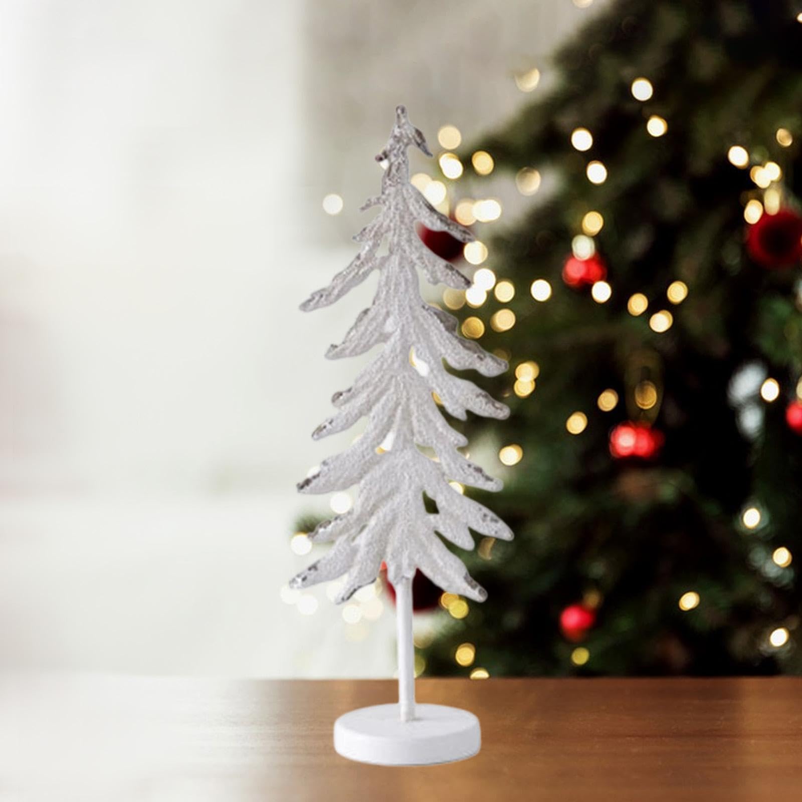 Adorno navideño de Mesa para de, Adorno navideño Coleccionable para Sala de Estar, Blanco 16x10.5x47cm