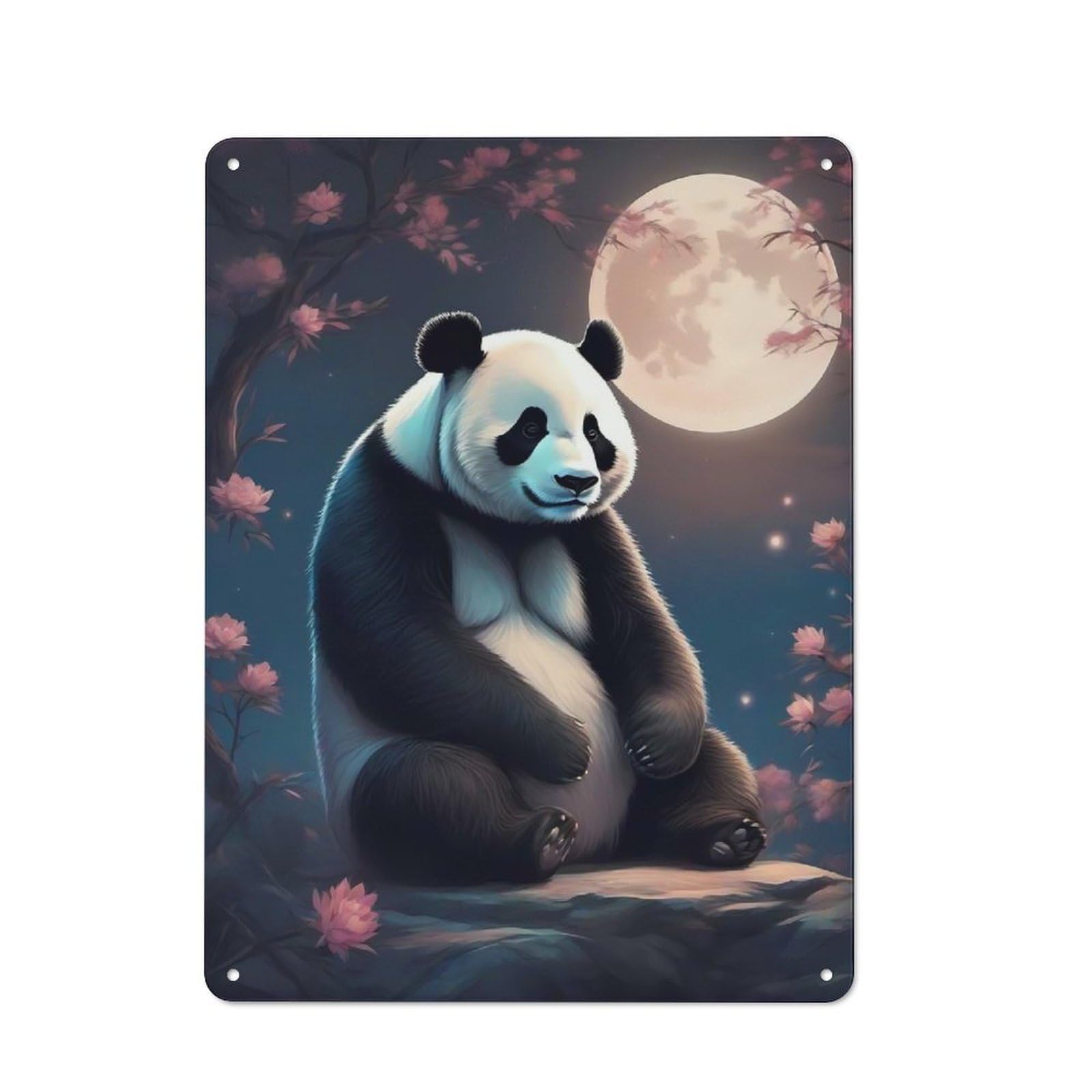 Junmoney Panda 40X30cm Rustic Metal Plaque With For Café Or Restaurant, For Themed Interiors In Cafés And Restaurants