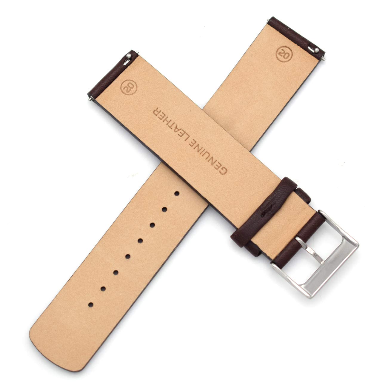 20mm Interchangeable Genuine Leather Watch Strap Replacement for Skagen (deep Brown)