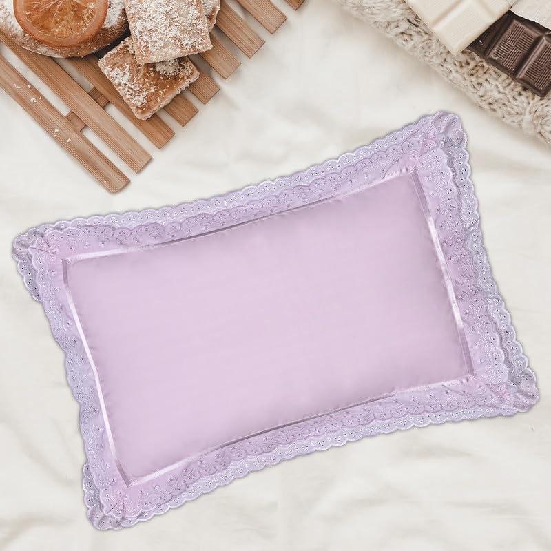 Seema Home Decor® Cotton Double Lace Embroidered Pillow Cover| 400 TC| 17x27 Inch Soft Pillow Covers for Bedroom,Living Room,Couch| Decorative Throw Pillow Cover Set| Pack of 2| Soft Rose Pink