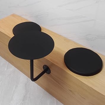 Round End Table Coffee Dining Table Black with Wall-Mounted L-Shape Bracket, Bar Table Metal Pub Bistro Table Cocktail Table, Small Side Table for Living Room Size 50x50x45cm