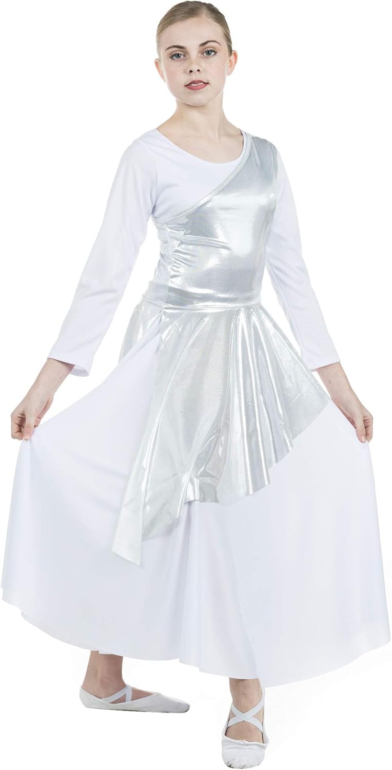 Danzcue Child Asymmetrical Praise Dance Tunic, (White Dress Not Included) - Image 3
