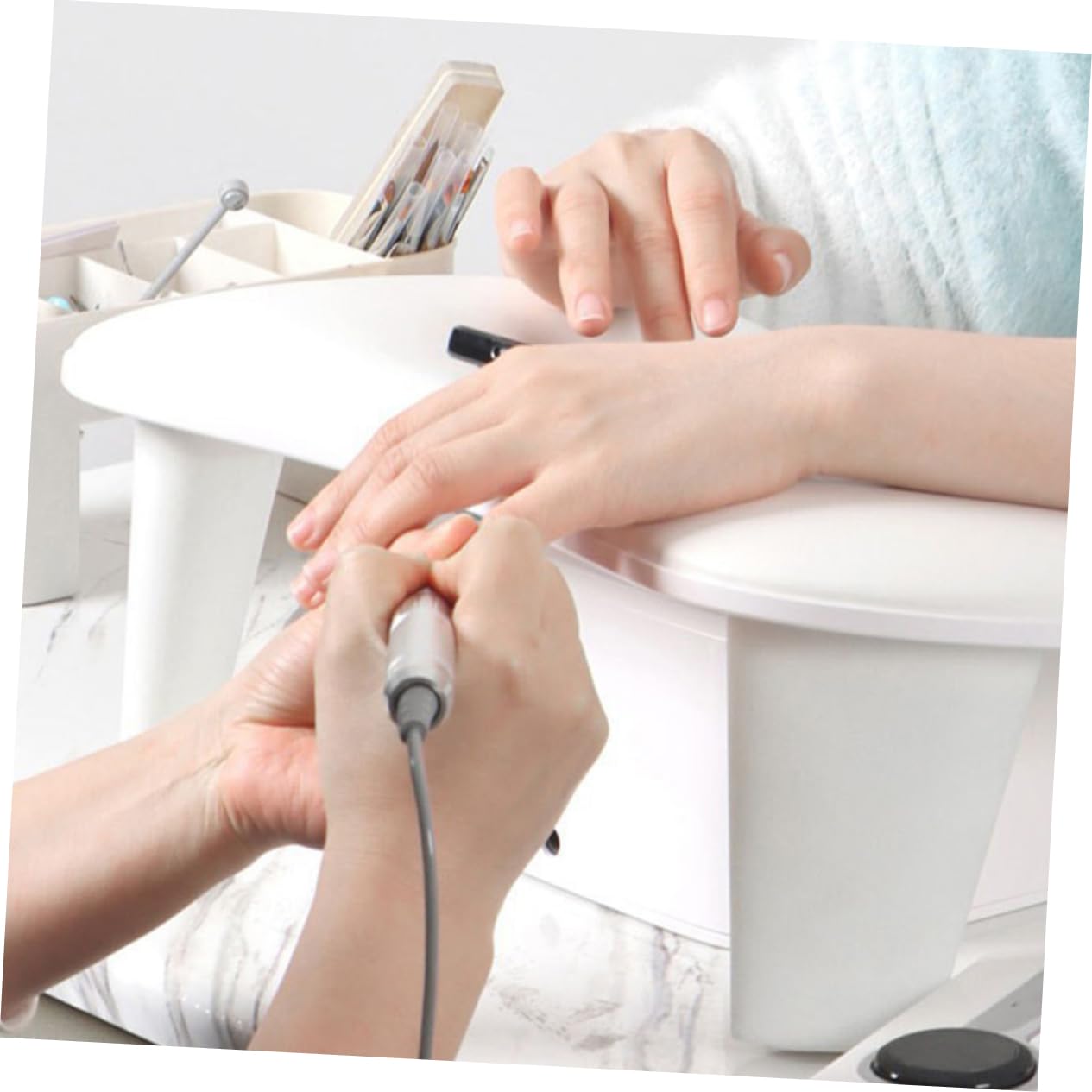 Cuscino Manicure a U per Mano, Supporto Bianco in Pu Plastico | Struttura e Smontabile, Inclinazione Ergonomica, Adatto per Scrittura e Disegno