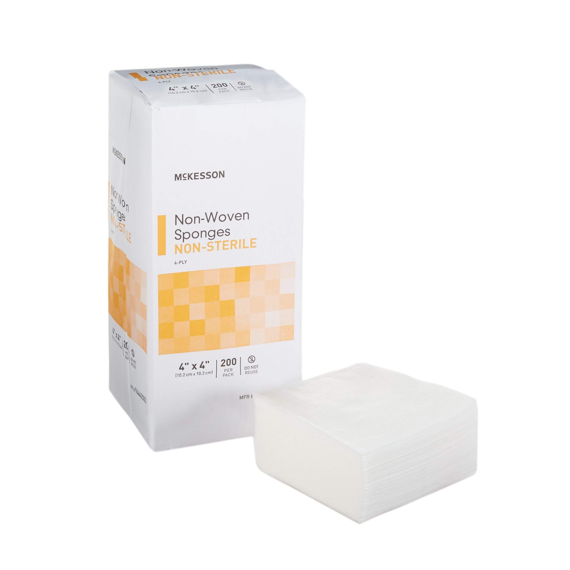 McKesson Non-Woven Sponges, Non-Sterile, 4-Ply, Polyester/Rayon, 4 in x 4 in, 200 per Pack, 5 Packs, 1000 Total