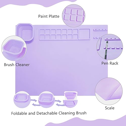 Vista 17 de Tapete de silicona para manualidades, 20 x 16 pulgadas, tapete de silicona plegable antiadherente para manualidades, acuarela, corte, creación, Rosa