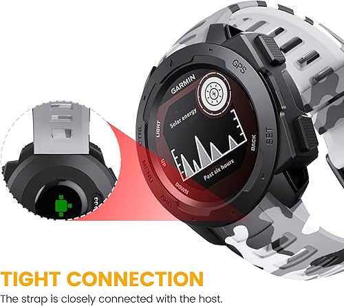 Miniatura 26 de NotoCity Instinct Band, Soft Silicone Replacement Watch Strap for Garmin Instinct 2/Solar Sports GPS Smartwatch With Adapter Tools Verde