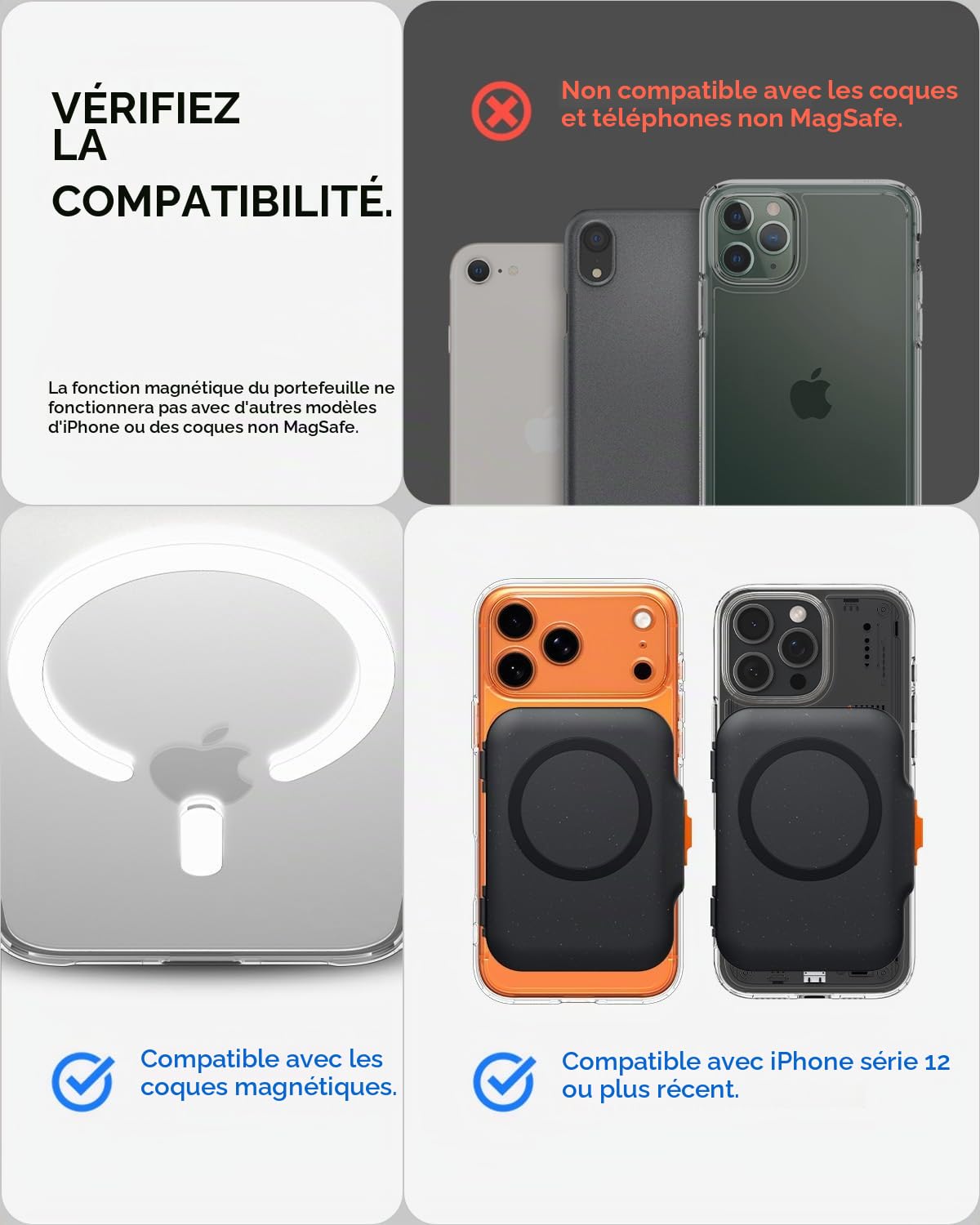 Spigen TinTap MagFit+ Porte-Cartes Magnétique Compatible iPhone 17/16/15/14/13/12 Magsafe Wallet