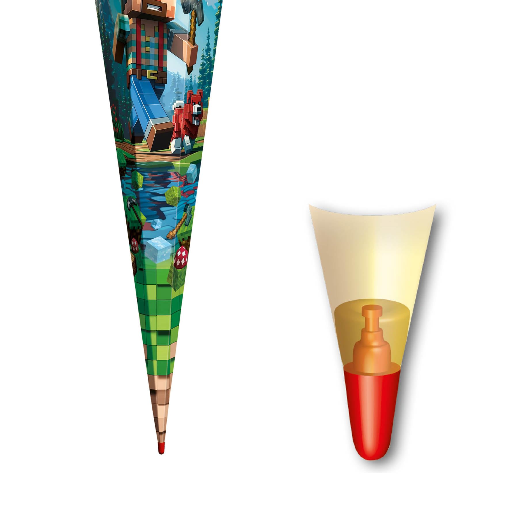 ROTH Motiv-Schultüte, Block Game, 85 cm, eckig, Rot(h)-Spitze, Tüllverschluss