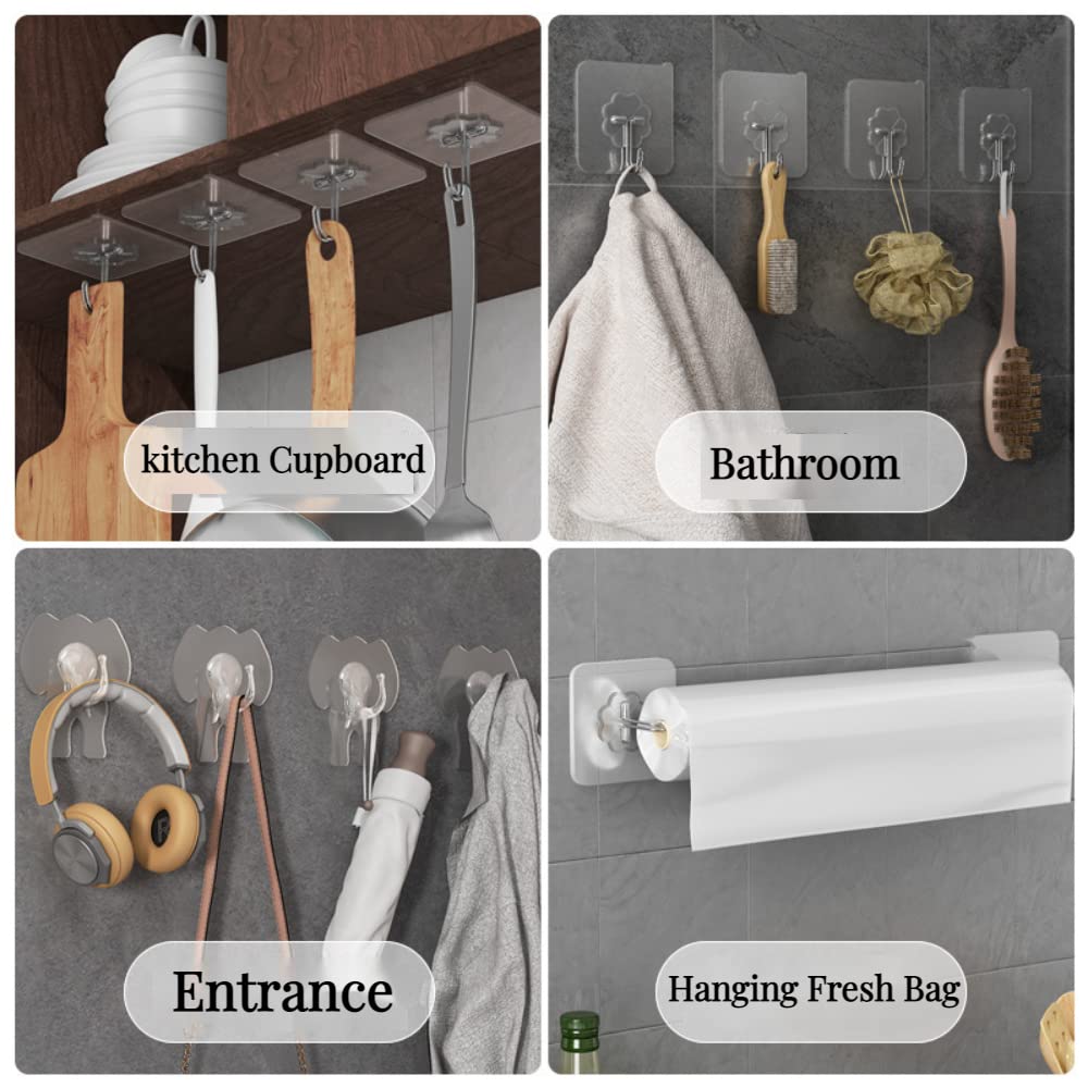 Set 6 Ganci Adesivi Trasparenti A Anello – Senza Fori, Multiuso Per Cucina, Bagno, Camera E Lavanderia