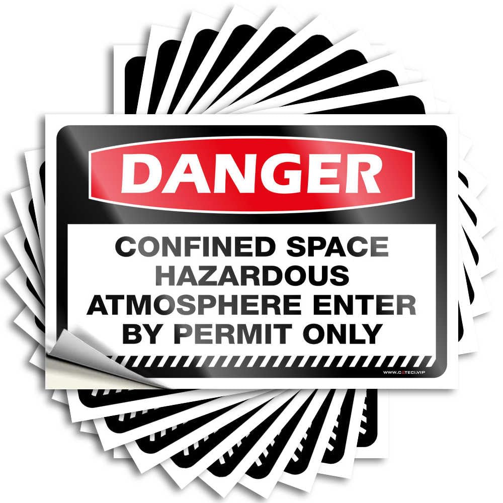 Danger Confined Space Hazardous Atmosphere Enter By Permit Only Books Teenage - Sticker Hard Removable Vinyl Decal(12X18CM)