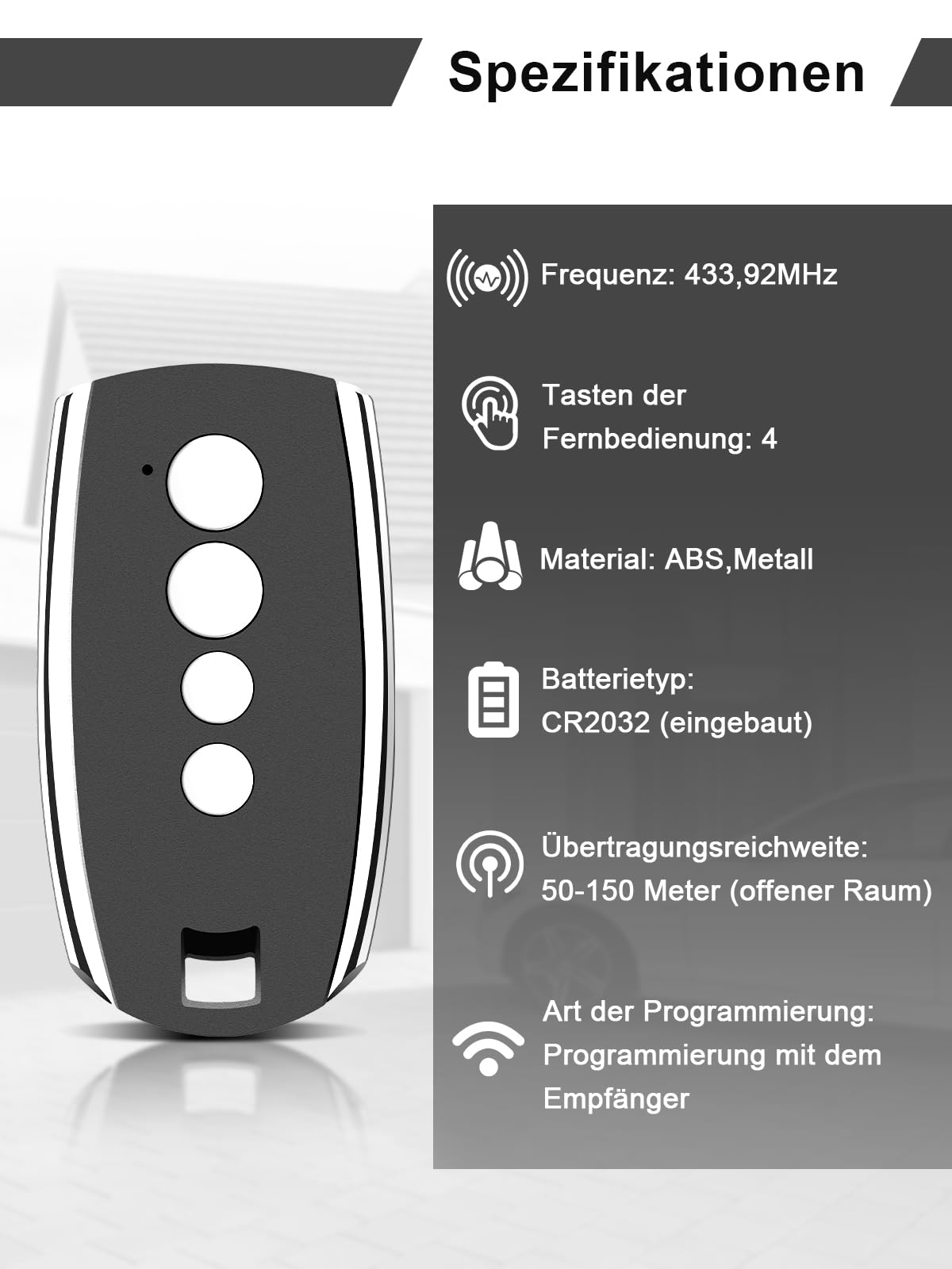 Repuesto King Gates STYLO, STYLO2K, STYLO4K Abrepuertas de garaje Mando a distancia, 433,92 MHz Mando a distancia para puertas de garaje, 4 canales Código variable, 3 unidades
