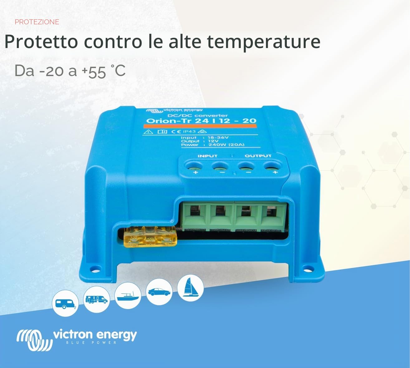 Victron Energy Orion-Tr IP43 24/12-Volt 20 amp 240-Watt Convertitore DC/DC, Non isolato, Retail