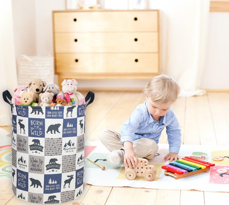 Image of Kids Laundry Hamper, Animal Laundry Basket Collapsible Nordic Style Storage Baskets for Home Decor,Office,Toy Organizer,(Bear)