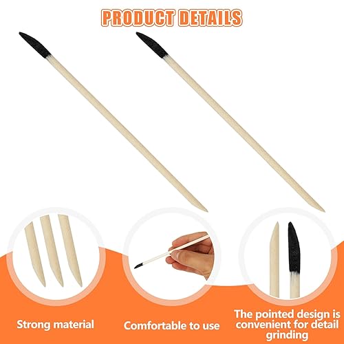 Miniatura 3 de 100 palos de lijado de grano 280 cerillas inclinadas ramitas de lijado para detalles finos para modelos de plástico, madera pasatiempo, espacios