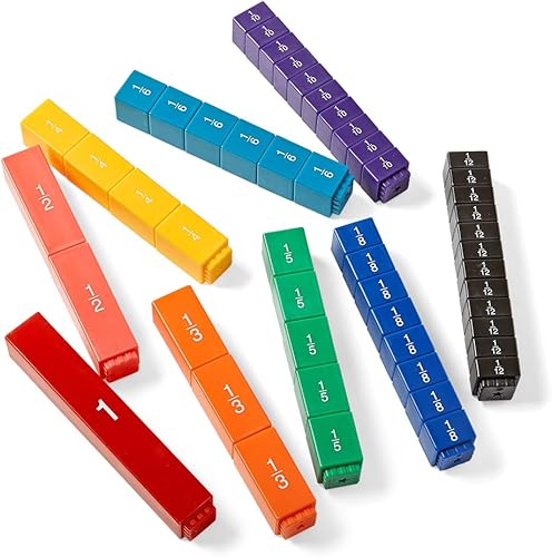 Miniatura 6 de Hand2mind - Juego de cubos de plástico con diseño de torre de arcoíris con fracciones juego de 51