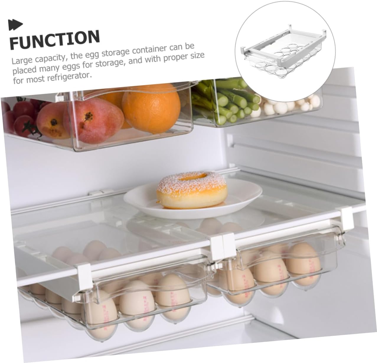 Refrigerator Egg Organizer Space-saving Egg Holder Dispenser with Capacity for Fresh Storage Stackable Design for Kitchen and Dining Room Use