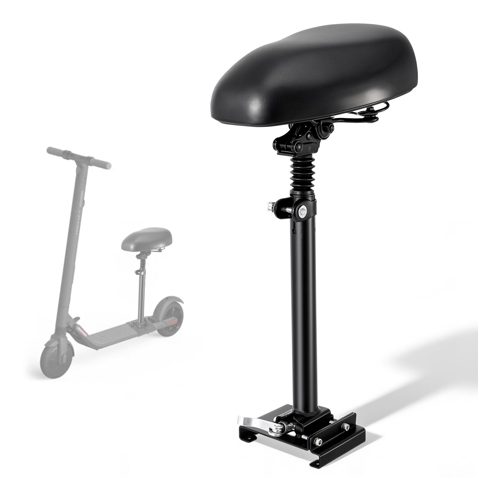 Asiento para patinete eléctrico de 13 cm a 19 cm, asiento de scooter eléctrico para adultos, bordes curvos, tablas de pies de 55 – 68 cm, altura ajustable, plegable, patinete para adultos e accesorios