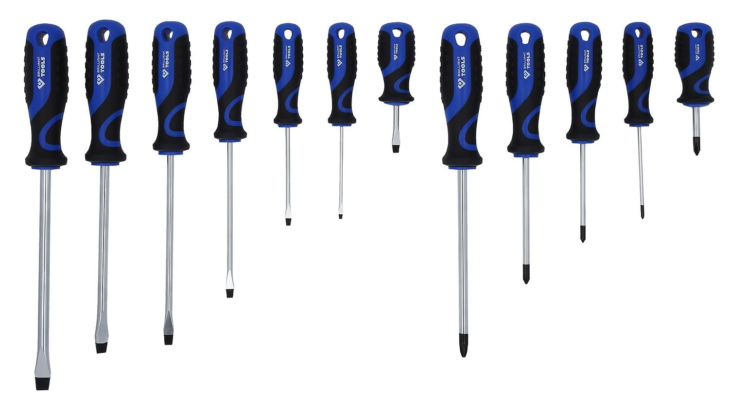 BRILLIANT TOOLS BT033012 Serie giraviti, 12 pz, intaglio, PH [Powered by KS TOOLS]