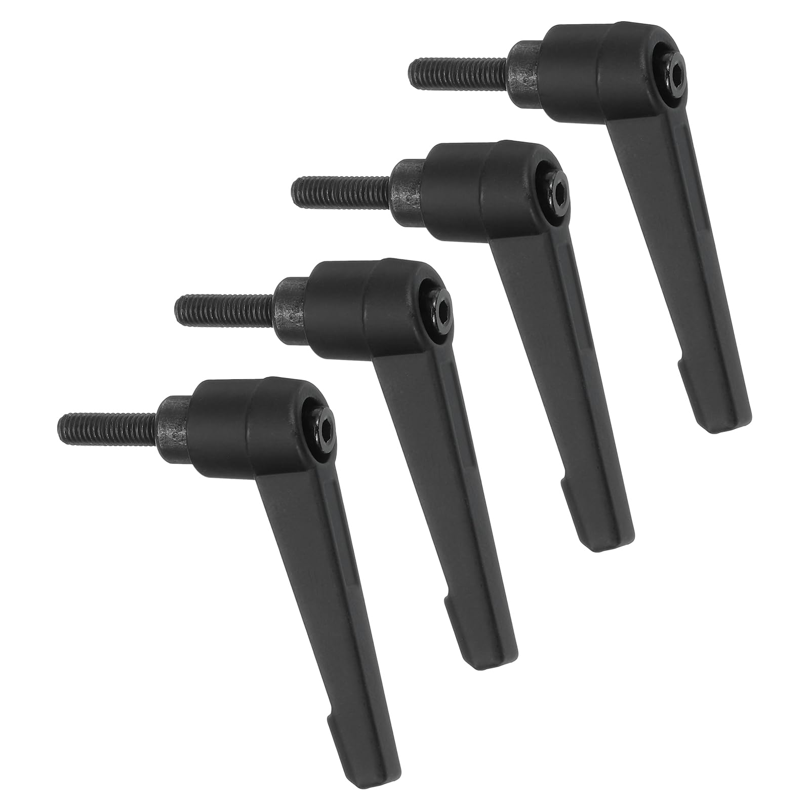 uxcell 4Pcs M5 x 16mm Adjustable Knobs Handle Male Thread Push Button Ratchet Quick Release Locking Rotating Bolt for Lathe Machinery, Black