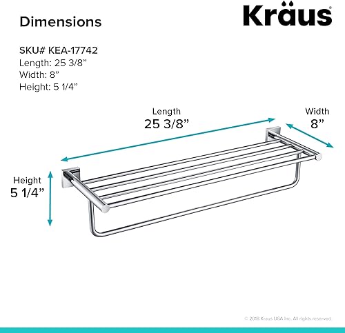Miniatura 2 de KRAUS Ventus KEA-17742CH - Estante de baño con toallero, acabado cromado, KEA-17742CH