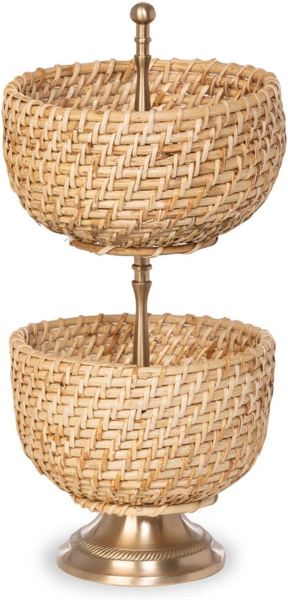Park Hill Collection Amelia Woven Bamboo Cane Tiered Server