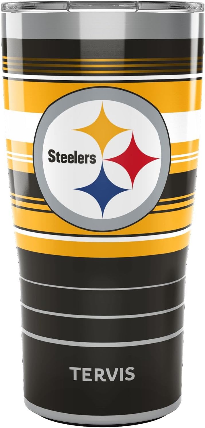 Tervis Traveler NFL Pittsburgh Steelers - Hype Stripes Triple Insulated Tumbler Travel Cup Keeps Drinks Cold & Hot, 20oz, Stainless Steel