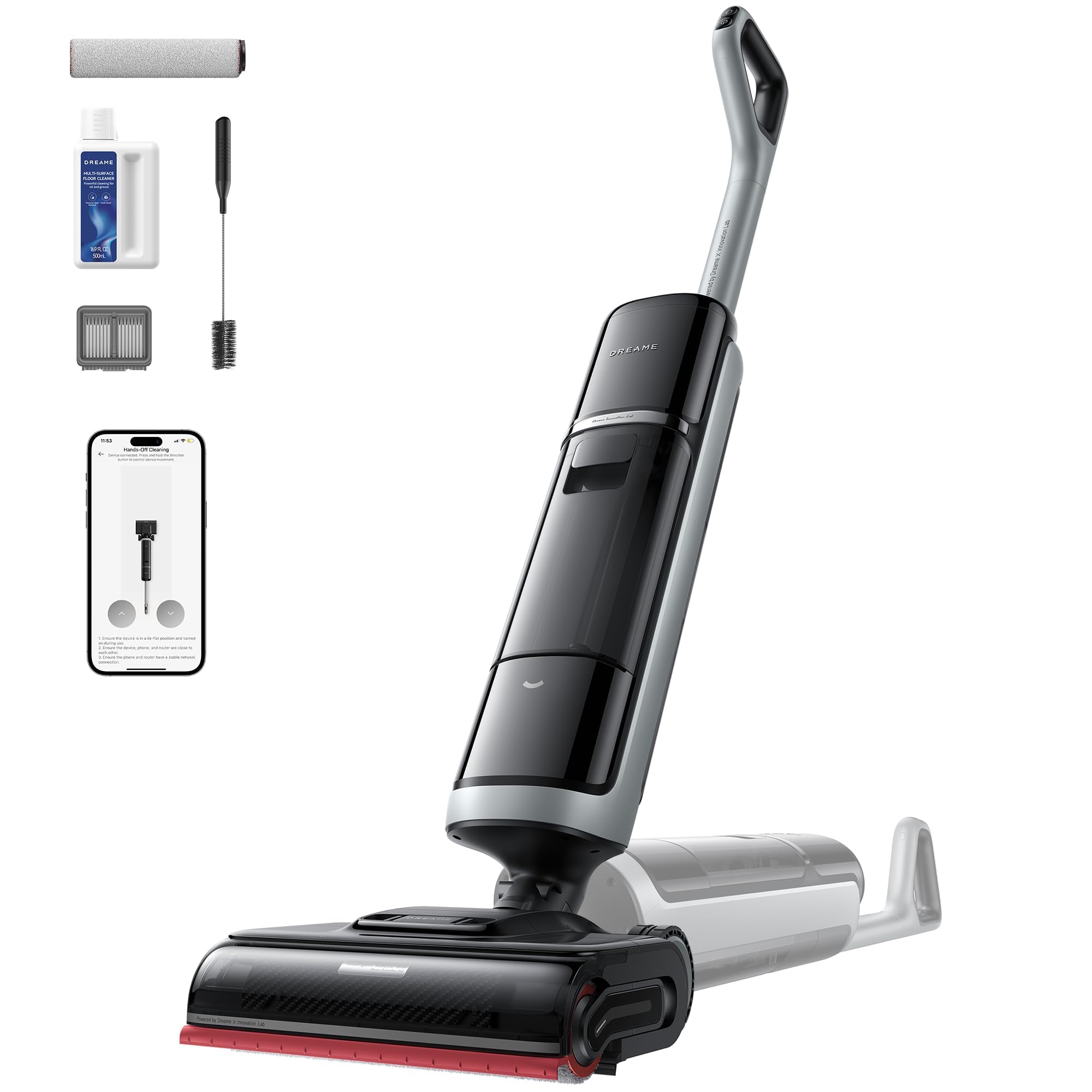 DREAME H15 Pro Heat Wet Dry Vacuum Cleaner, 185°F Hot Water Floor Cleaning, Cordless Vacuum Mop with GapFree AI Robotic Arm, 22KPa Suction, 0 Hair Tangle, 212°F Self-Clean, 194°F Hot Air Drying
