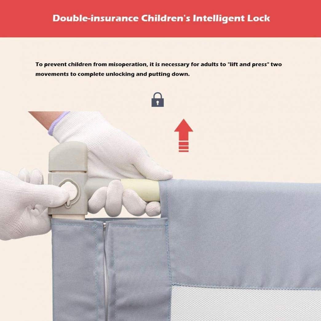 Barandilla de Cama con Estampado de Conejo para niños pequeños, Sistema de Seguridad con Anclaje extendido, protección anticaídas, 150 cm