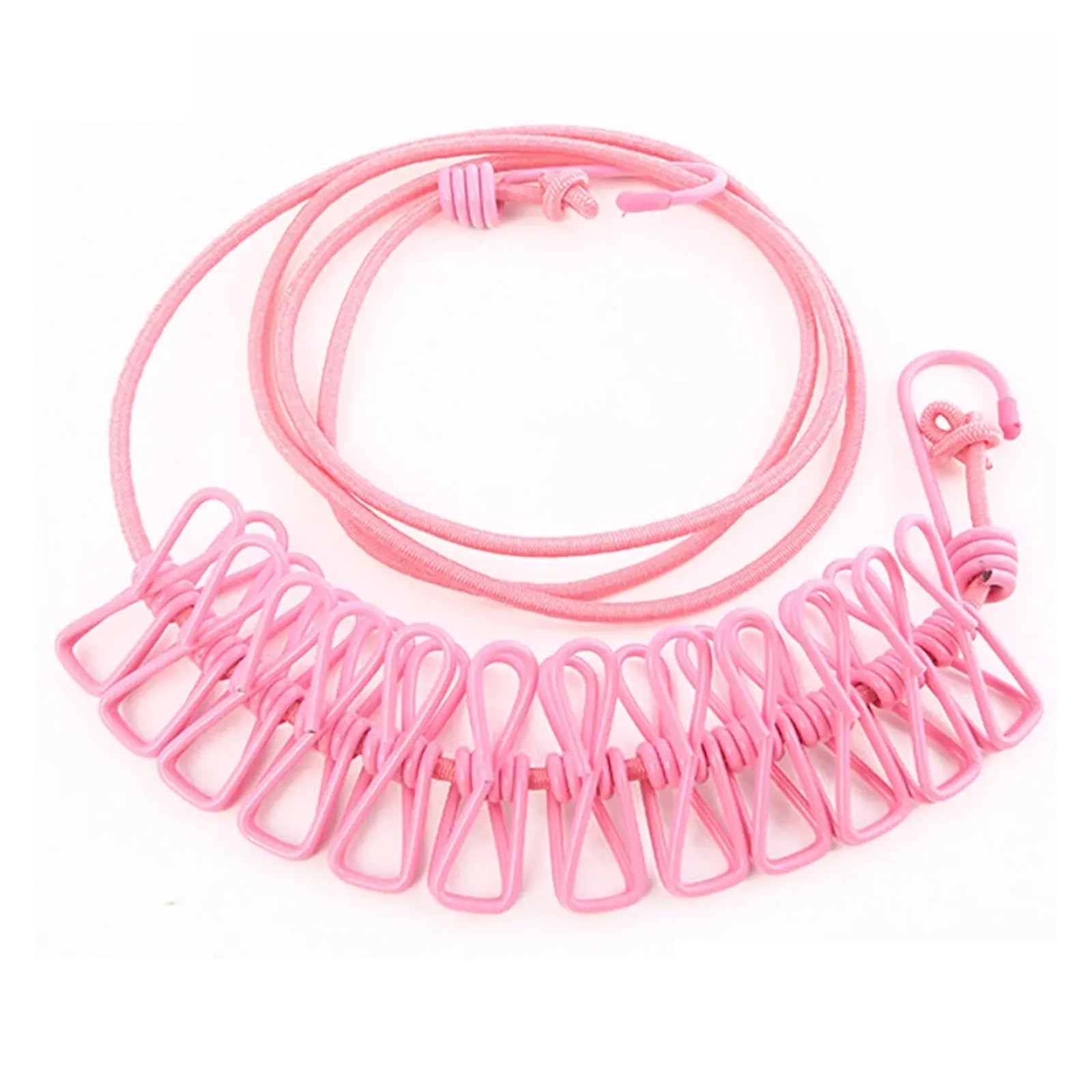 Outdoor Elastic Clothesline with Travel Camping Home Portable Clothes Rack Laundry Drying Line for Backyard(Pink)