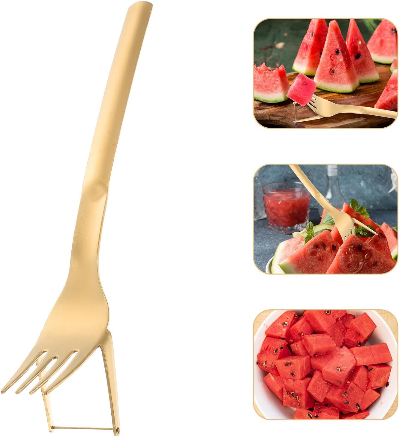 Watermelon Fork Stainless Steel 2 in 1 Fruit Cutter for Serving