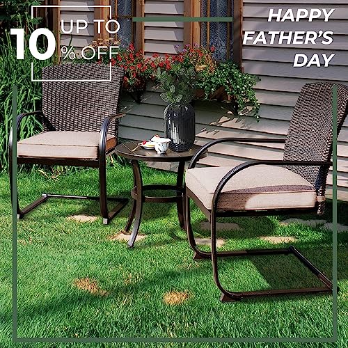 Grand Patio 2 Pieces Dining Wicker Chair Set,Outdoor Dining Set,Steel Frame Rocking Chair With Cushion For Conversation For Yard,Garden,Backyard, Deck,Bistro (Beige) #TOP3