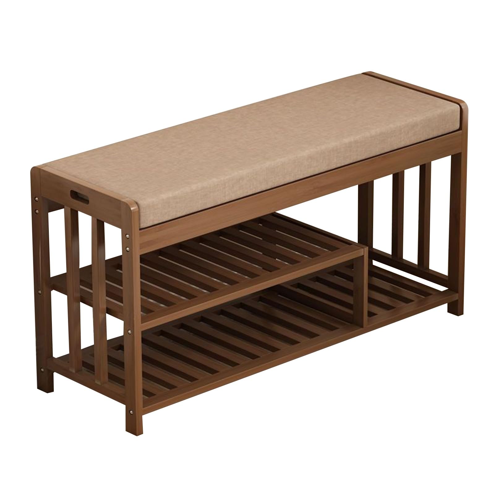 GHFXSCV Bamboo Shoe Rack Bench with Storage 3 Tier nizer for Entryway or Bedroom Padded Seat for Comfort Stylish and Functional Shoe Bench with Extra Storage Shelf