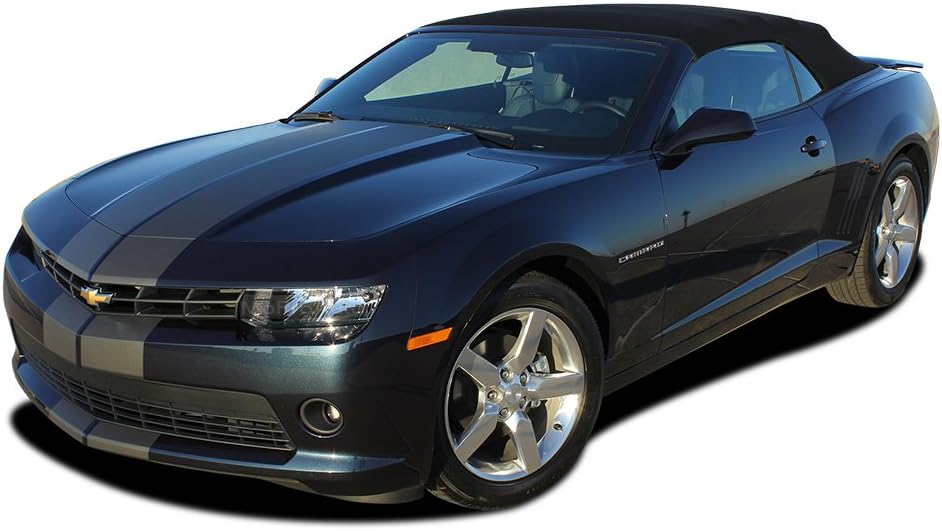 MoProAuto Pro Design Series Race Rally : 2014 2015 Chevy Camaro Factory Indy Style Rally Racing Vinyl Graphic Decal Stripes (RS LS LT Convertible Models with Factory Spoiler ONLY) (Color-3M 04 Red)