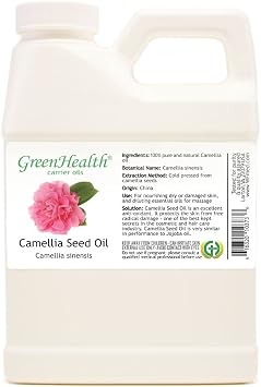 Camellia Seed Oil 100% Pure & Natural Carrier Oil Cold Pressed, Unrefined 16 fl oz White Plastic Jug for Skin, Hair, Massage, and DIY Formulations External Use Only