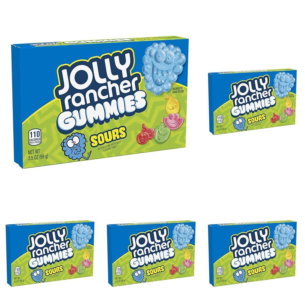 Jolly RancherGummies Sours Assorted Fruit Flavored Candy Box, 3.5 oz (Pack of 5)