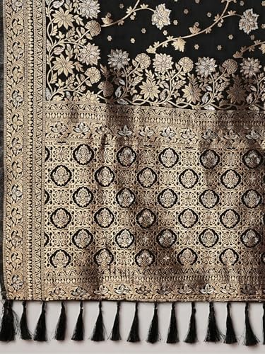 Image of Women's Georgette Kanjeevaram Saree with Woven Ethnic Motif Design, Unstitched Blouse Piece